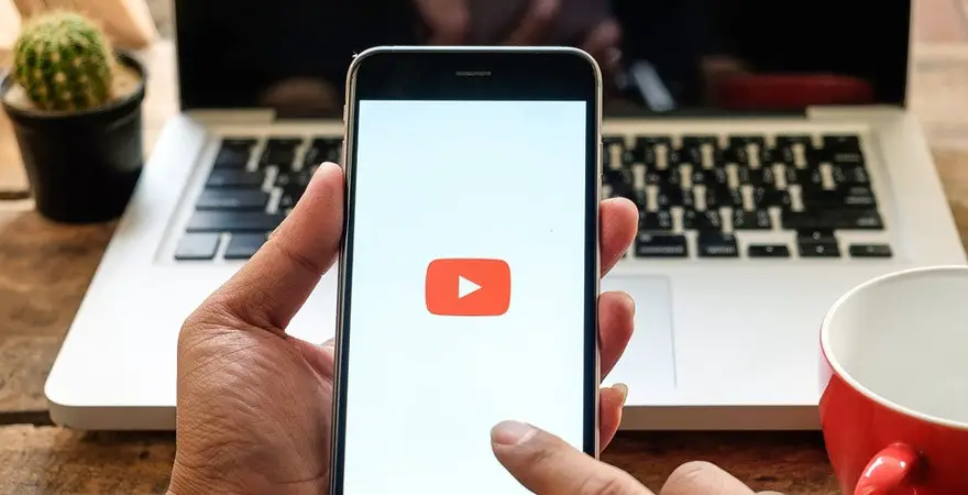 The YouTube opening screen on a smartphone