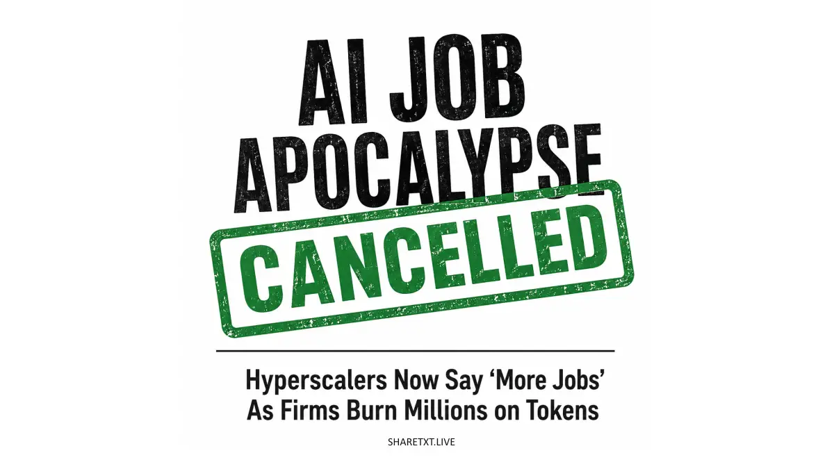 AI Job Apocalypse Cancelled? Hyperscalers Now Say 'More Jobs' As Firms Burn Millions on Tokens