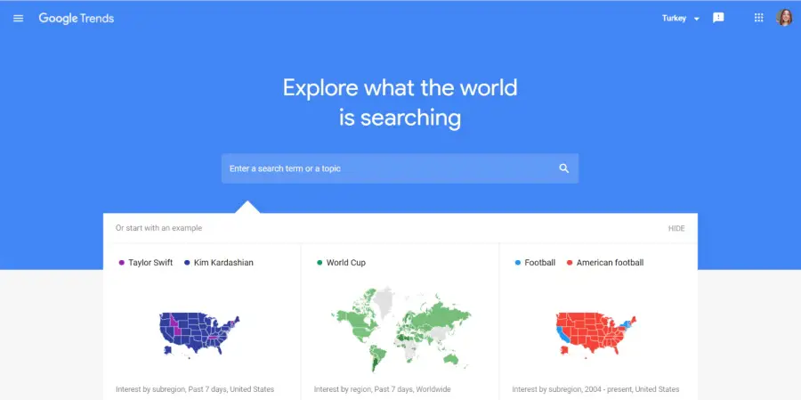 Google trends homepage