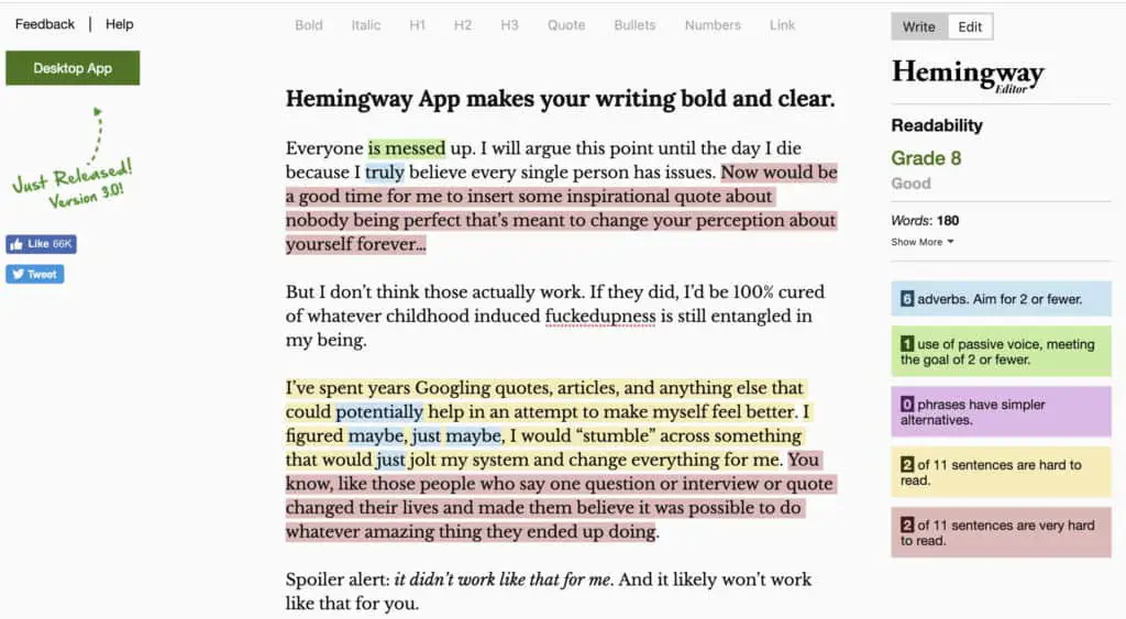 Hemingway homepage