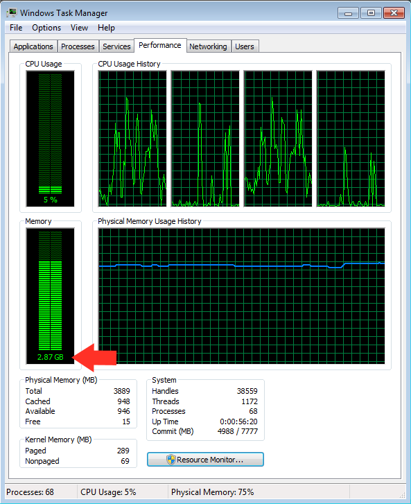Screenshot showing my task manager ram usage after i started the KoboldCPP server with QWEN