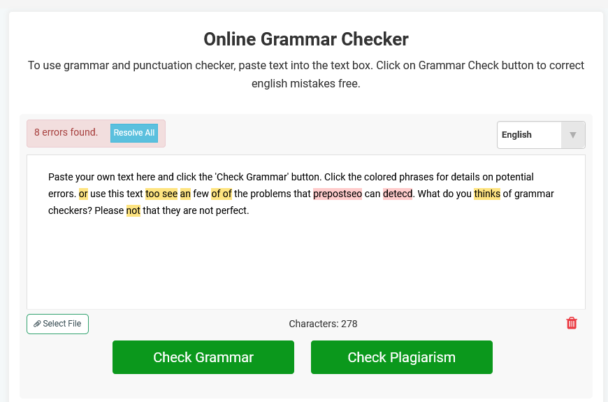 prepostseo grammar checker