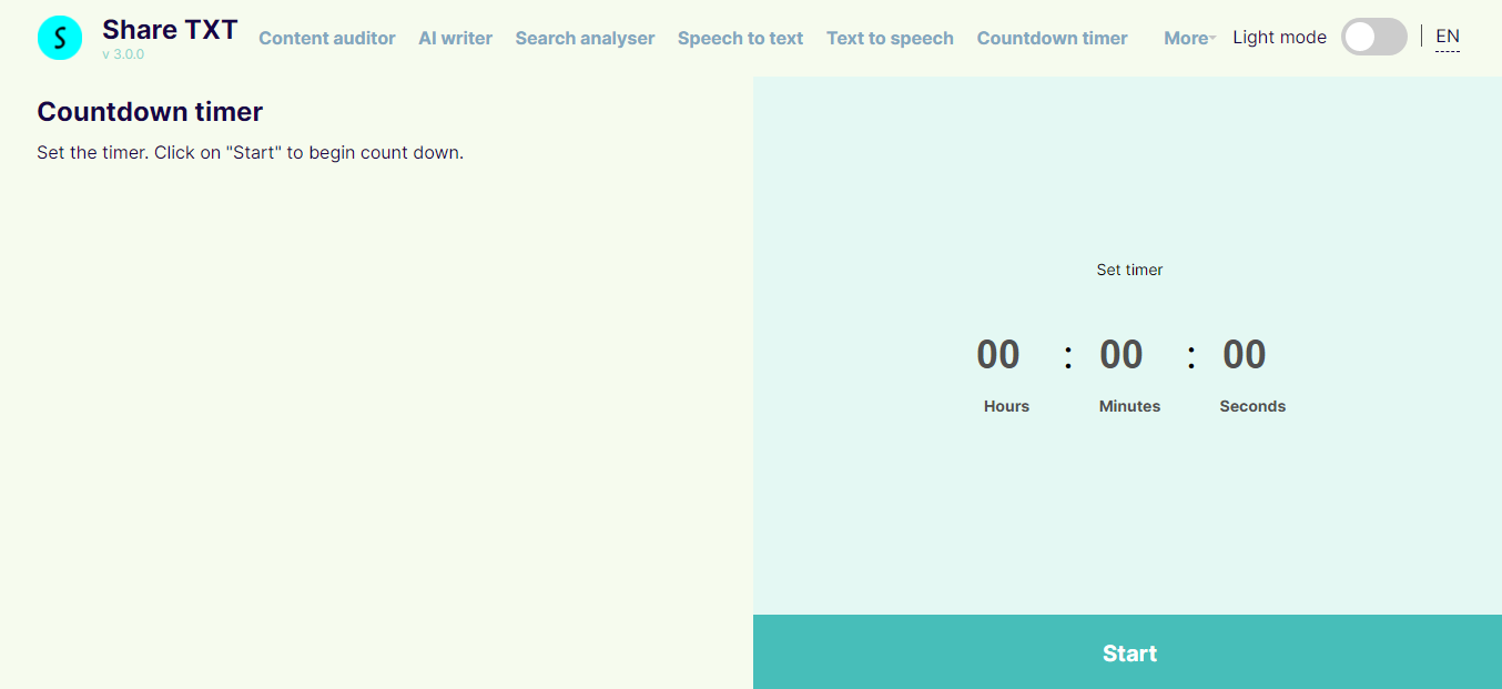 The countdown timer app by ShareTXT