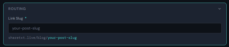 Routing section screenshot