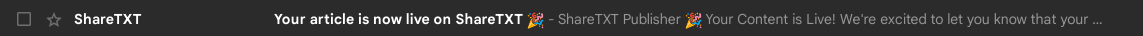Screenshot of the Success Email Preview